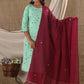 Salwar Suit Cotton Sea Green Print Salwar Kameez