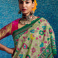 Contemporary Pure Dola Sea Green Print Saree