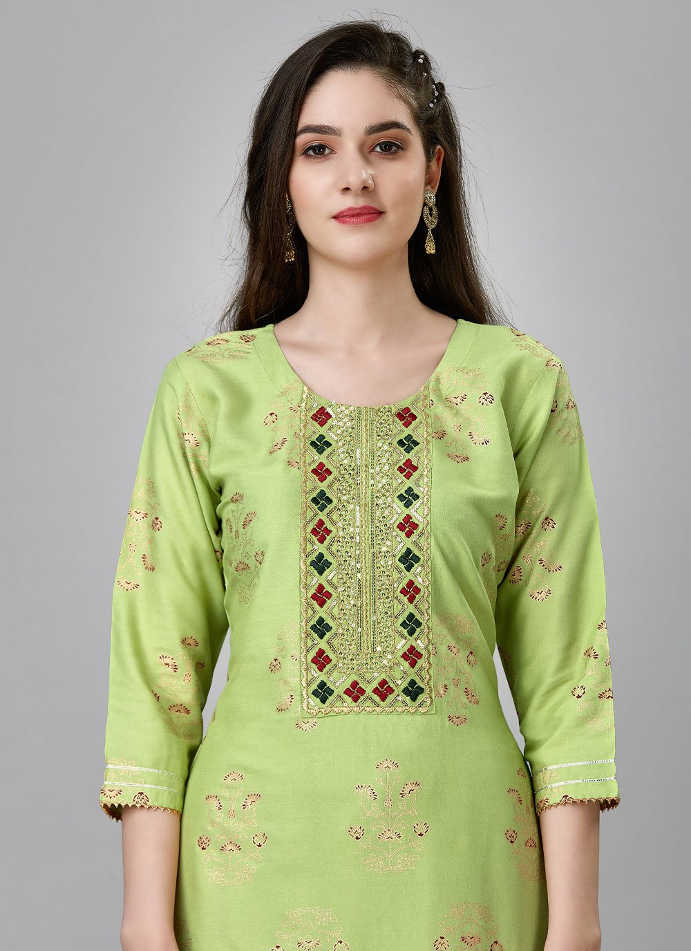 Casual Kurti Rayon Sea Green Embroidered Kurtis