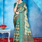 Contemporary Tussar Silk Sea Green Patch Border Saree