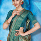 Classic Tussar Silk Sea Green Patch Border Saree