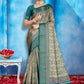 Classic Tussar Silk Sea Green Patch Border Saree