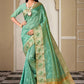 Classic Handloom Silk Sea Green Embroidered Saree