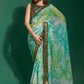 Classic Chiffon Sea Green Patch Border Saree
