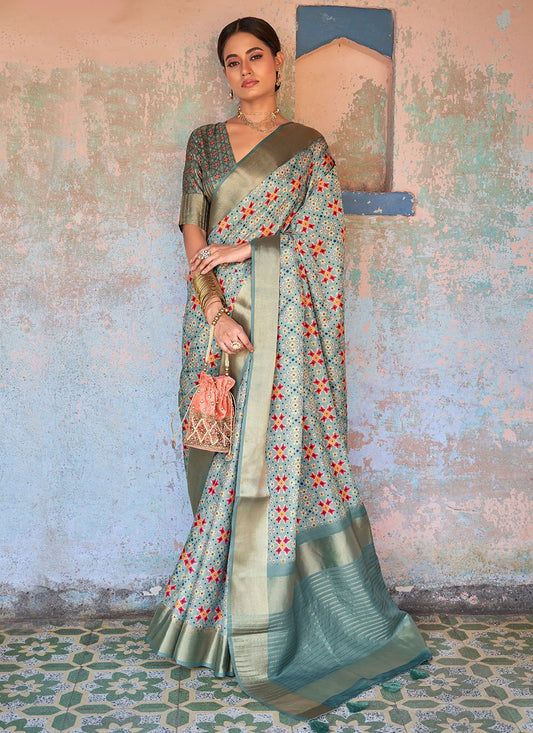 Classic Silk Sea Green Weaving Saree