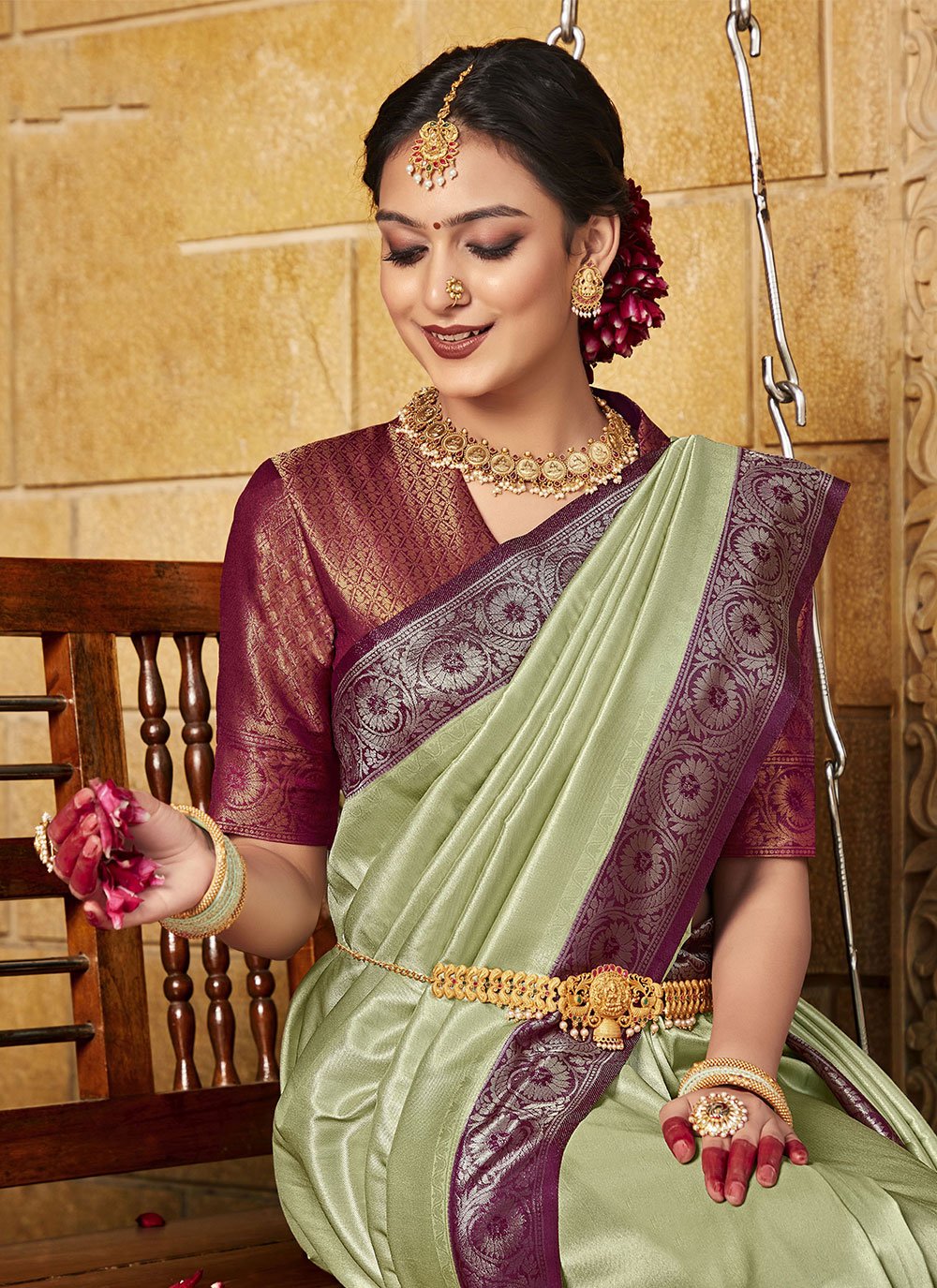 Traditional Saree Silk Sea Green Fancy Work Saree