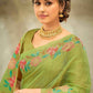 Classic Cotton Linen Sea Green Embroidered Saree