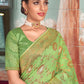 Trendy Saree Organza Sea Green Embroidered Saree