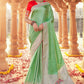 Classic Satin Silk Sea Green Weaving Saree
