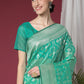 Contemporary Organza Silk Sea Green Weaving Saree