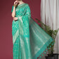 Contemporary Organza Silk Sea Green Weaving Saree
