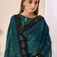 Contemporary Bembarg Georgette Turquoise Patch Border Saree