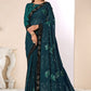 Contemporary Bembarg Georgette Turquoise Patch Border Saree