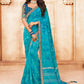 Traditional Saree Cotton Viscose Blue Patch Border Saree