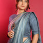 Classic Organza Blue Patch Border Saree