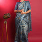 Classic Organza Blue Patch Border Saree