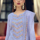 Pant Style Suit Cotton Aqua Blue Embroidered Salwar Kameez