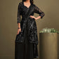Contemporary Crepe Silk Black Embroidered Saree