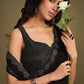 Contemporary Crepe Silk Black Embroidered Saree