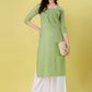 Designer Kurti Rayon Green Embroidered Kurtis