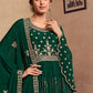 Salwar Suit Faux Chiffon Green Embroidered Salwar Kameez