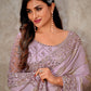 Contemporary Foil Silk Lavender Patch Border Saree