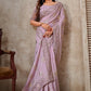 Contemporary Foil Silk Lavender Patch Border Saree