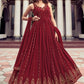 Designer Gown Georgette Maroon Embroidered Gown