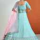 Lehenga Choli Georgette Aqua Blue Dori Work Lehenga Choli