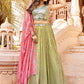 Lehenga Choli Georgette Green Sequins Lehenga Choli