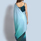 Shaded Saree Georgette Aqua Blue Teal Sequins Saree