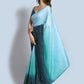Shaded Saree Georgette Aqua Blue Teal Sequins Saree