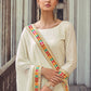 Straight Salwar Suit Georgette Off White Embroidered Salwar Kameez