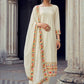 Straight Salwar Suit Georgette Off White Embroidered Salwar Kameez