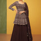 Salwar Suit Georgette Brown Embroidered Salwar Kameez