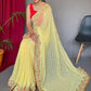 Contemporary Georgette Yellow Sequins Saree