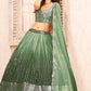 Lehenga Choli Faux Georgette Green Sequins Lehenga Choli