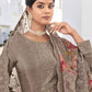 Floor Lenght Salwar Suit Georgette Grey Embroidered Salwar Kameez