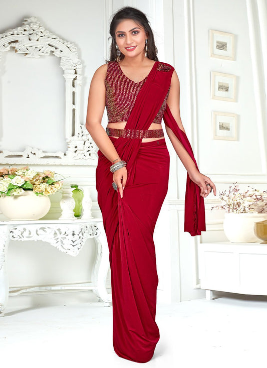 Trendy Saree Imported Maroon Broches Saree