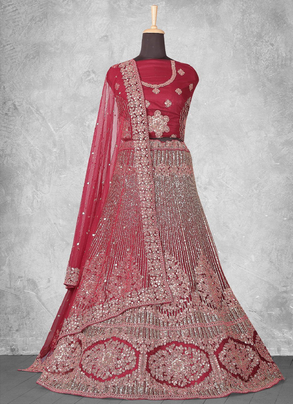 Lehenga Choli Velvet Maroon Cord Work Lehenga Choli