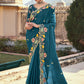 Contemporary Organza Tissue Morpeach Embroidered Saree