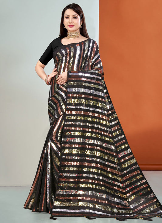 Trendy Saree Georgette Multi Colour Sequins Saree