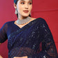 Contemporary Georgette Blue Embroidered Saree