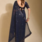 Contemporary Georgette Blue Embroidered Saree