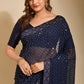 Contemporary Georgette Blue Embroidered Saree