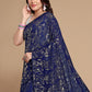 Contemporary Georgette Blue Sequins Saree