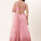 A Line Lehenga Net Pink Embroidered Lehenga Choli