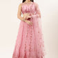 A Line Lehenga Net Pink Embroidered Lehenga Choli