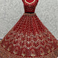 Lehenga Choli Net Red Embroidered Lehenga Choli