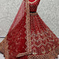 Lehenga Choli Net Red Embroidered Lehenga Choli